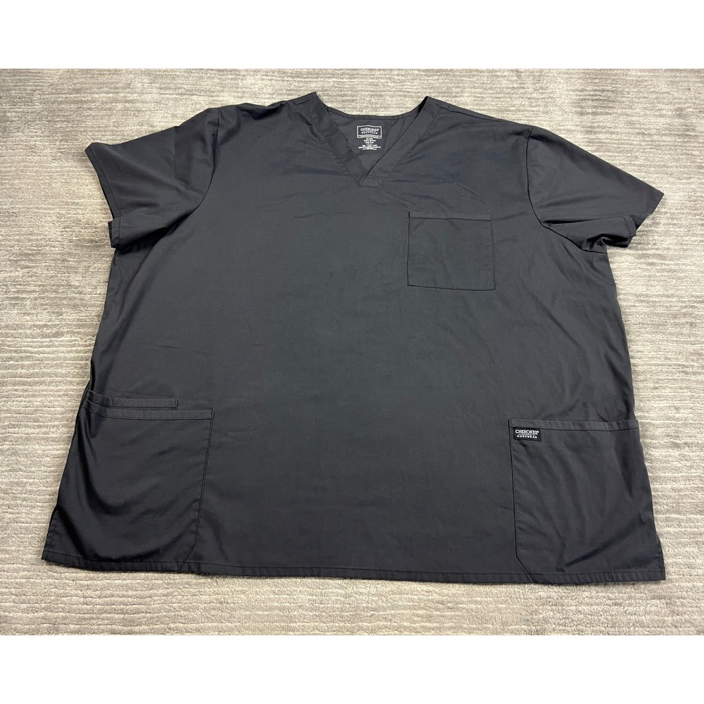 Cherokee Scrub Top Mens 5XL Pewter Gray WW695T Professionals V-Neck Stretch